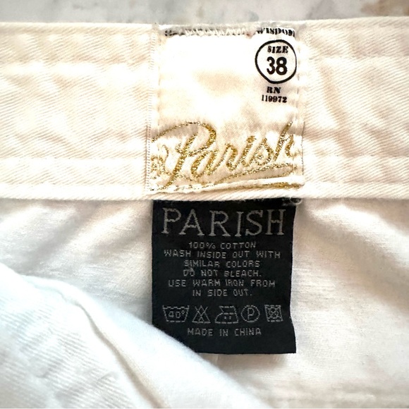 90s Y2K PARISH “SEAS THE DAY” WHITE NAUTICAL CARGO SHORTS. Sz38 - Picture 6 of 10